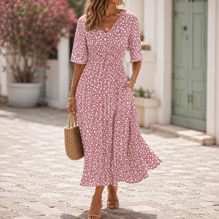 Tess™ | Elegancka Midi Sukienka z Designem Kamuflującym Brzuch