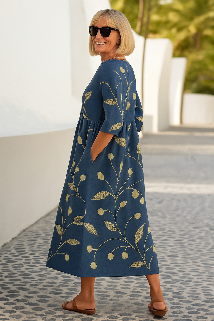 Elin™ | Elegancka Midi Sukienka z Kamuflującym Brzuch Designem