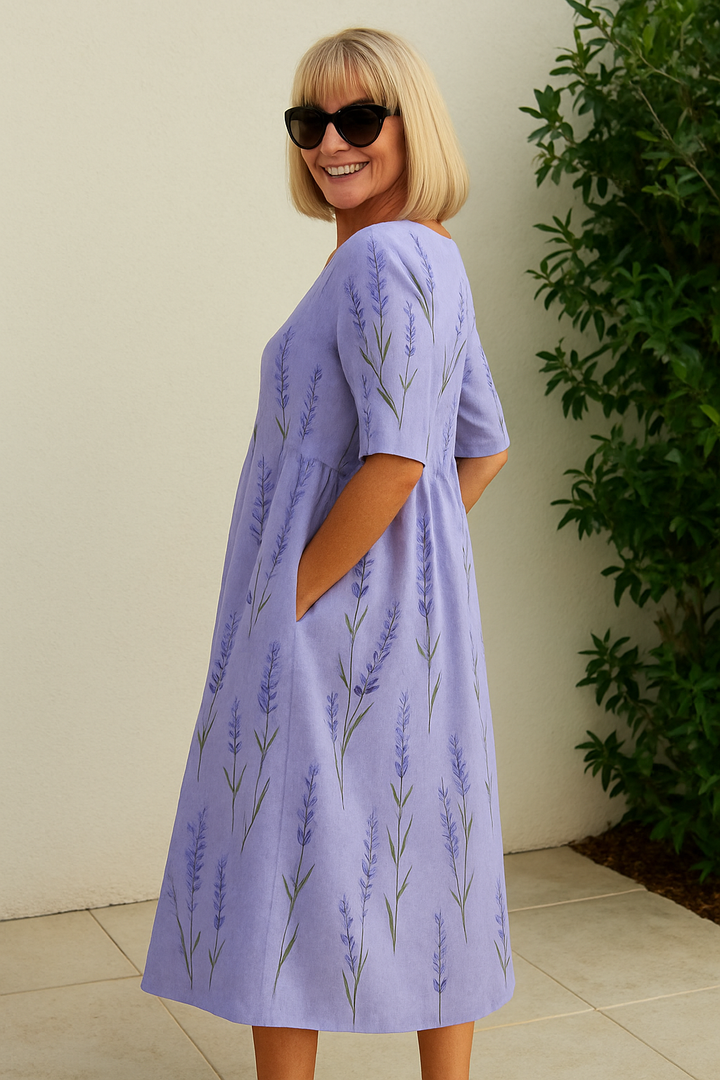 Elin™ | Elegancka Midi Sukienka z Kamuflującym Brzuch Designem