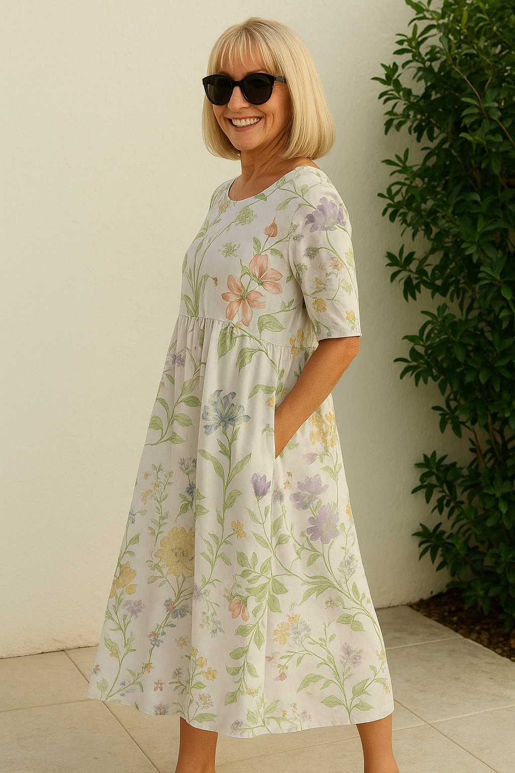 Elin™ | Elegancka Midi Sukienka z Kamuflującym Brzuch Designem