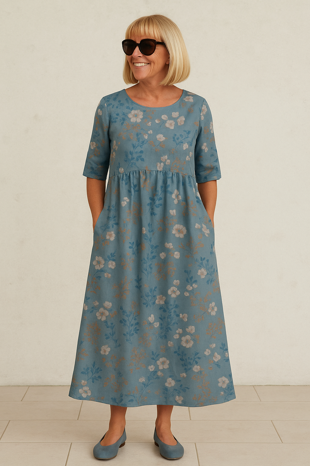 Elin™ | Elegancka Midi Sukienka z Kamuflującym Brzuch Designem