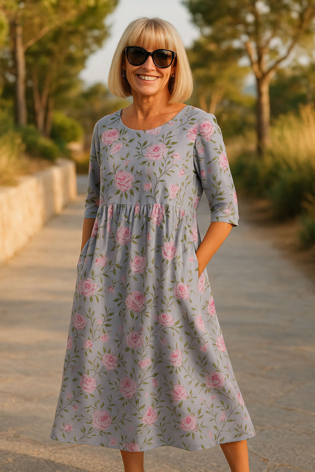 Elin™ | Elegancka Midi Sukienka z Kamuflującym Brzuch Designem
