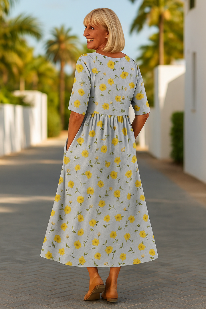 Elin™ | Elegancka Midi Sukienka z Kamuflującym Brzuch Designem
