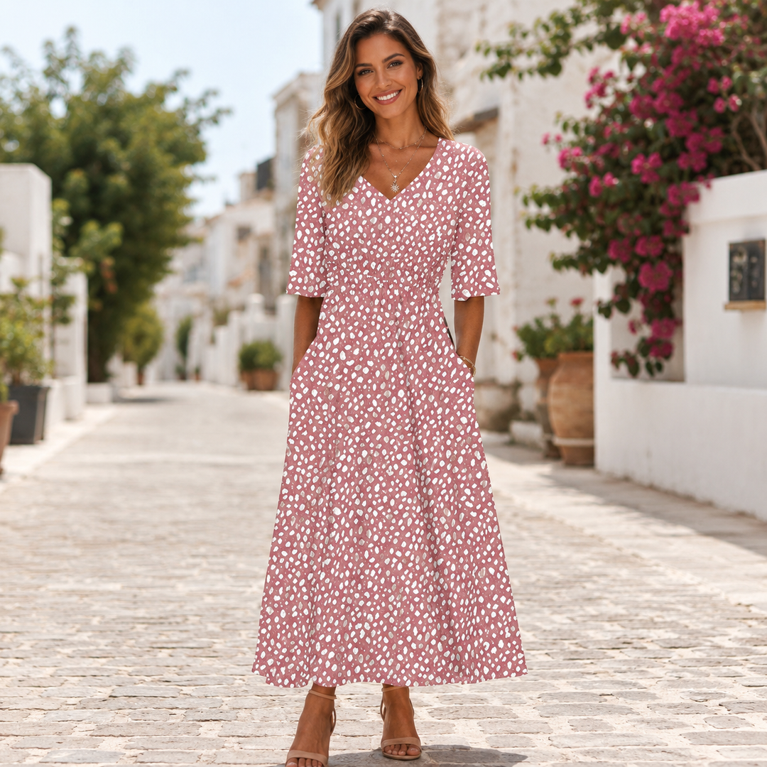 Tess™ | Elegancka Midi Sukienka z Designem Kamuflującym Brzuch